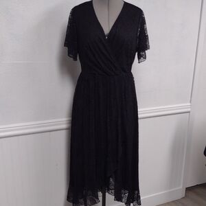 SCOMCHIC Chic Black Lace Midi Dress